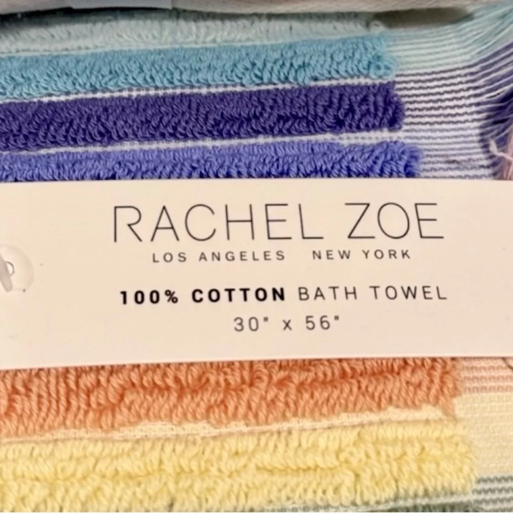 Rachel Zoe 8-Piece Rainbow Stripe Towel Set 100% Cotton | Soft & Plush | Luxury